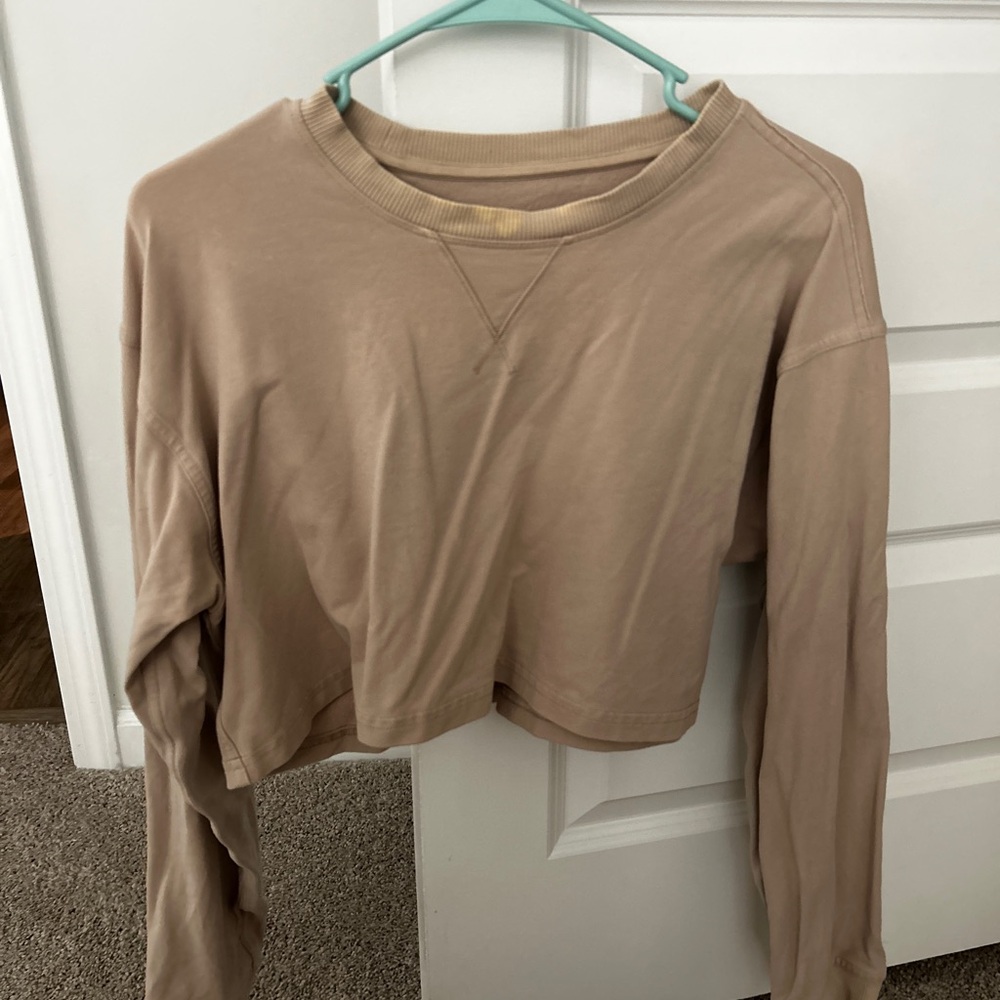 Beige Cropped Sweatshirt